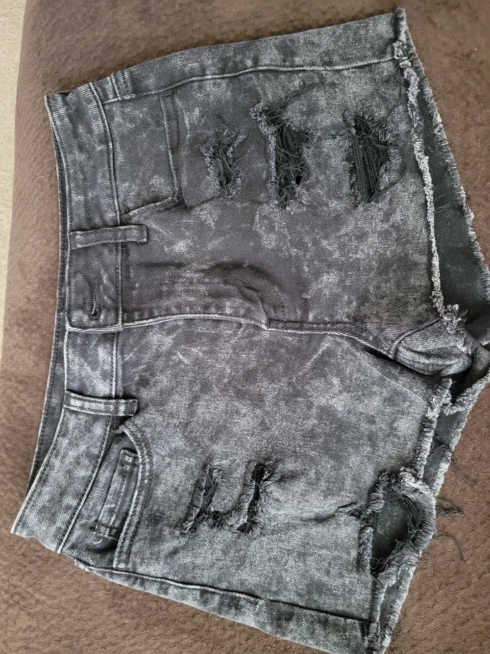 SO Distressed Acid-Wash Black Jean Shorts